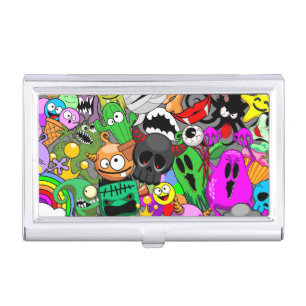 Monsters Cute Characters Halloween Pattern Business Card Case