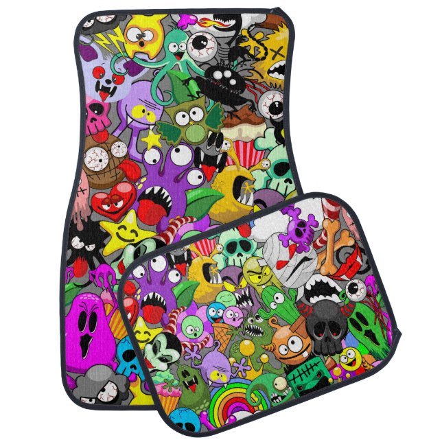 Monsters Cute Characters Halloween Pattern  Car Floor Mat (Set)