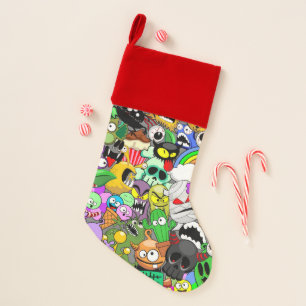 Monsters Cute Characters Halloween Pattern Christmas Stocking