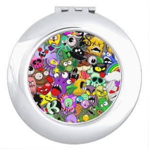 Monsters Cute Characters Halloween Pattern  Compact Mirror