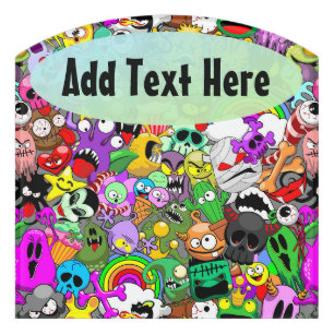 Monsters Cute Characters Halloween Pattern  Door Sign