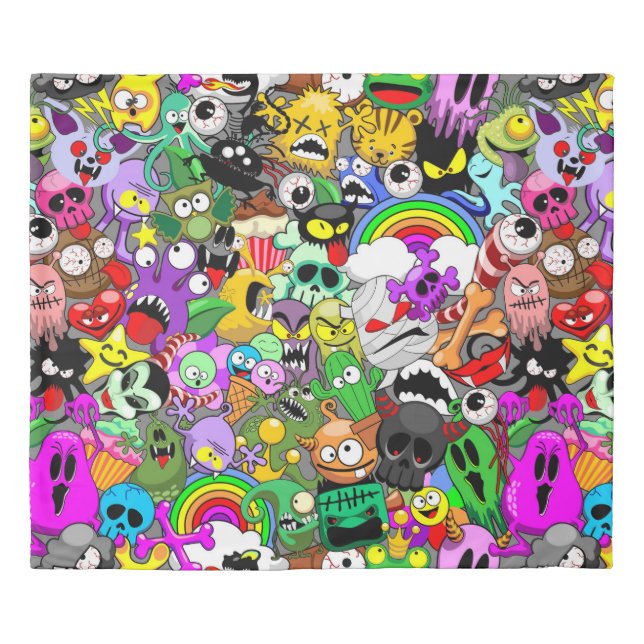 Monsters Cute Characters Halloween Pattern  Duvet Cover (Front)