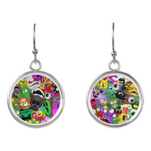 Monsters Cute Characters Halloween Pattern Earrings
