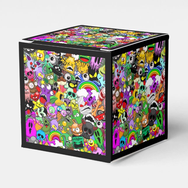 Monsters Cute Characters Halloween Pattern  Favor Boxes (Front Side)