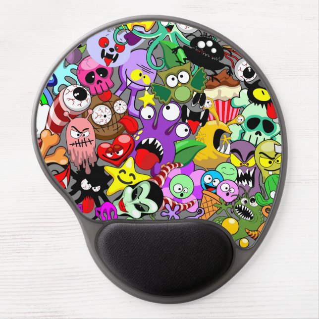 Monsters Cute Characters Halloween Pattern  Gel Mouse Pad (Front)