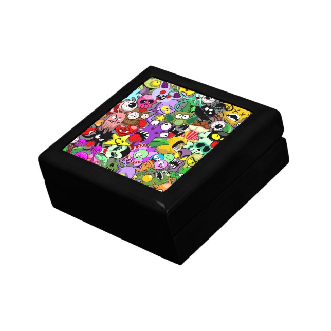 Monsters Cute Characters Halloween Pattern  Gift Box (Side)