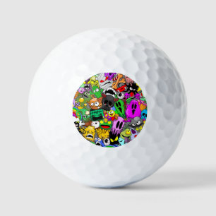 Monsters Cute Characters Halloween Pattern Golf Balls