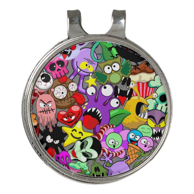 Monsters Cute Characters Halloween Pattern  Golf Hat Clip (Front)