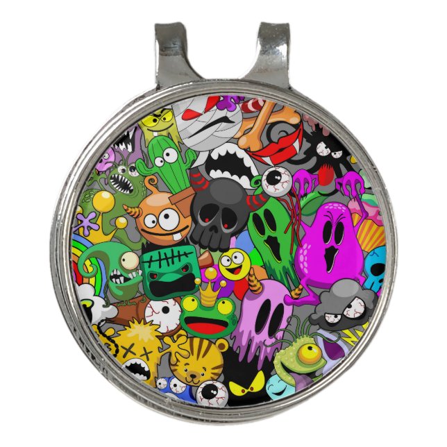 Monsters Cute Characters Halloween Pattern  Golf Hat Clip (Front)