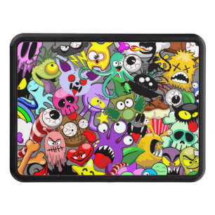 Monsters Cute Characters Halloween Pattern  Hitch Cover