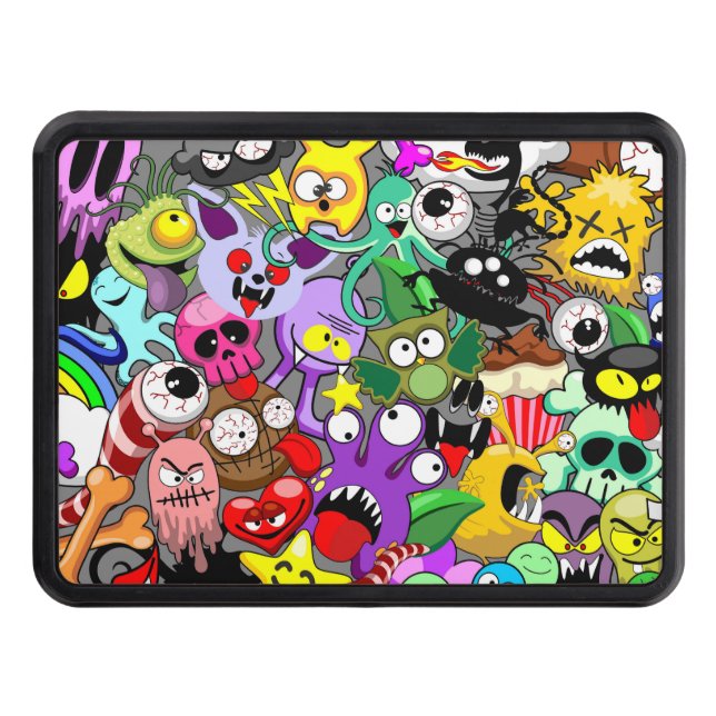 Monsters Cute Characters Halloween Pattern  Hitch Cover (Front)