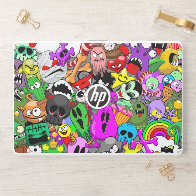 Monsters Cute Characters Halloween Pattern  HP Laptop Skin (Desk)