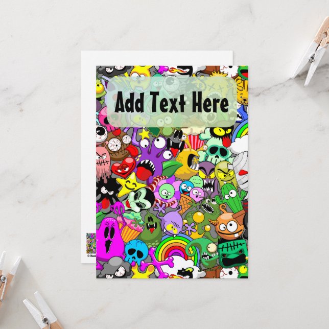 Monsters Cute Characters Halloween Pattern  Invitation (Front/Back In Situ)