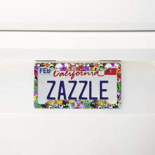 Monsters Cute Characters Halloween Pattern  License Plate Frame