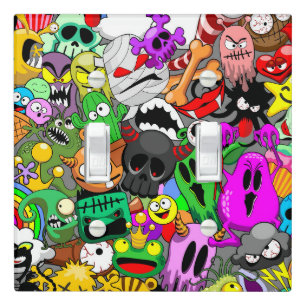 Monsters Cute Characters Halloween Pattern  Light Switch Cover