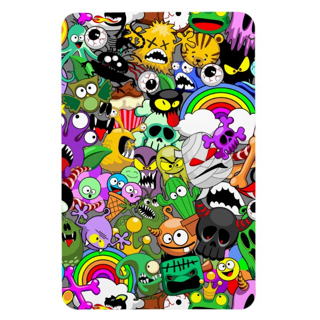 Monsters Cute Characters Halloween Pattern  Magnet (Vertical)