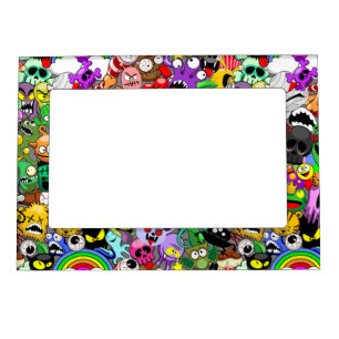 Monsters Cute Characters Halloween Pattern  Magnetic Frame