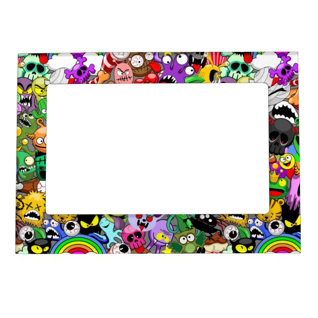 Monsters Cute Characters Halloween Pattern  Magnetic Frame (Front)