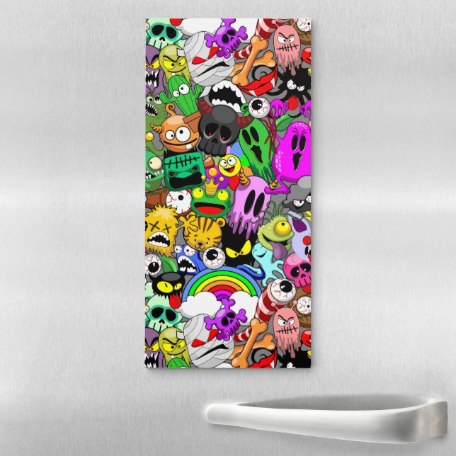 Monsters Cute Characters Halloween Pattern  Magnetic Notepad (In Situ)
