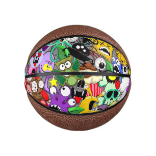 Monsters Cute Characters Halloween Pattern Mini Basketball