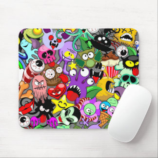 Monsters Cute Characters Halloween Pattern Mouse Pad