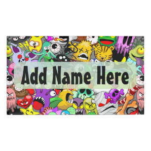 Monsters Cute Characters Halloween Pattern  Name Tag