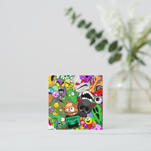 Monsters Cute Characters Halloween Pattern  Note Card