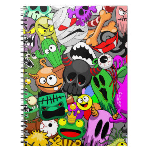 Monsters Cute Characters Halloween Pattern  Notebook