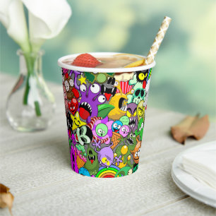 Monsters Cute Characters Halloween Pattern Paper Cups