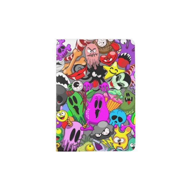 Monsters Cute Characters Halloween Pattern  Passport Holder (Front)