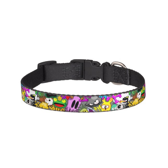 Monsters Cute Characters Halloween Pattern  Pet Collar (Front)