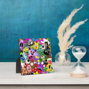 Monsters Cute Characters Halloween Pattern  Plaque