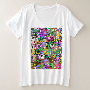 Monsters Cute Characters Halloween Pattern  Plus Size T-Shirt