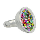 Monsters Cute Characters Halloween Pattern Ring (Side)