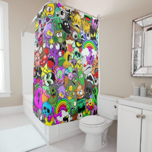 Monsters Cute Characters Halloween Pattern Shower Curtain