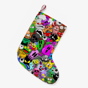 Monsters Cute Characters Halloween Pattern Small Christmas Stocking