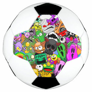 Monsters Cute Characters Halloween Pattern Soccer Ball