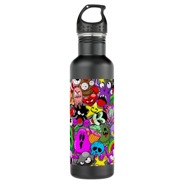 Monsters Cute Characters Halloween Pattern  Stainless Steel Water Bottle (Front)