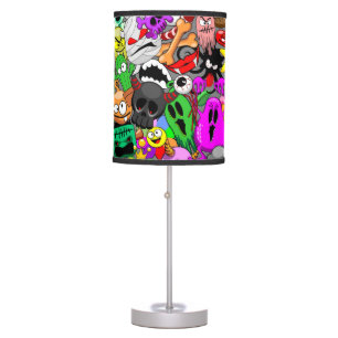 Monsters Cute Characters Halloween Pattern  Table Lamp