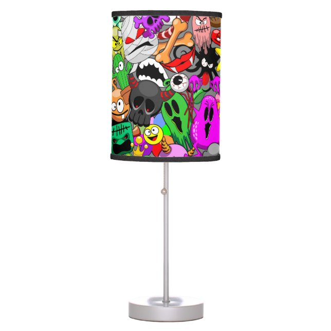 Monsters Cute Characters Halloween Pattern  Table Lamp (Front)