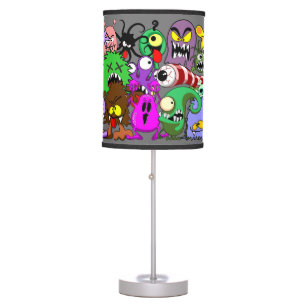 Monsters Cute Characters Halloween Pattern  Table Lamp