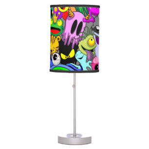 Monsters Cute Characters Halloween Pattern  Table Lamp