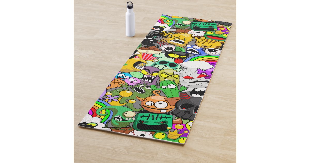 Monsters Cute Characters Halloween Pattern Yoga Mat | Zazzle