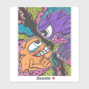 Monsters Fight Vinyl Sticker