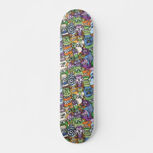 Monsters get spooky in a Halloween pattern design Skateboard