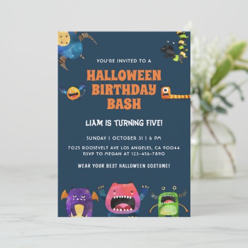 Monsters Halloween Birthday Invitation