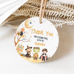 Monsters Halloween Costume Birthday Round Favor Tags