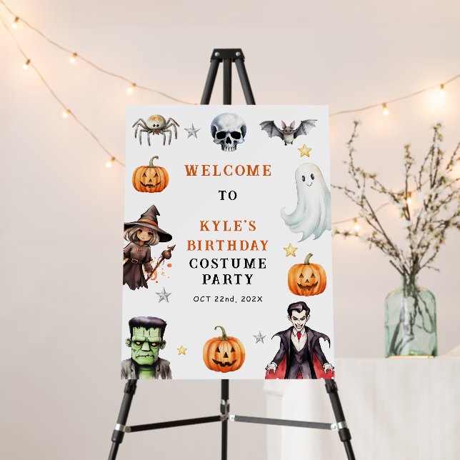 Monsters Halloween Costumes Birthday  Welcome Sign (In Situ (Stand))