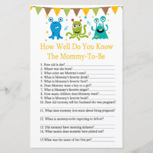 Monsters How well do you know baby shower game