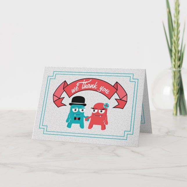 Monsters in Love Thank You Card (Front)